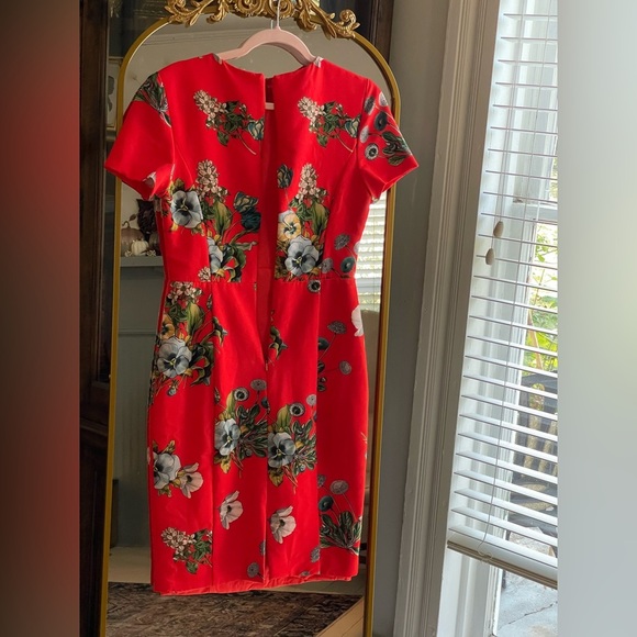 Black Halo Vibrant Red Floral Jodie Sheath Midi Dress - Picture 6 of 12